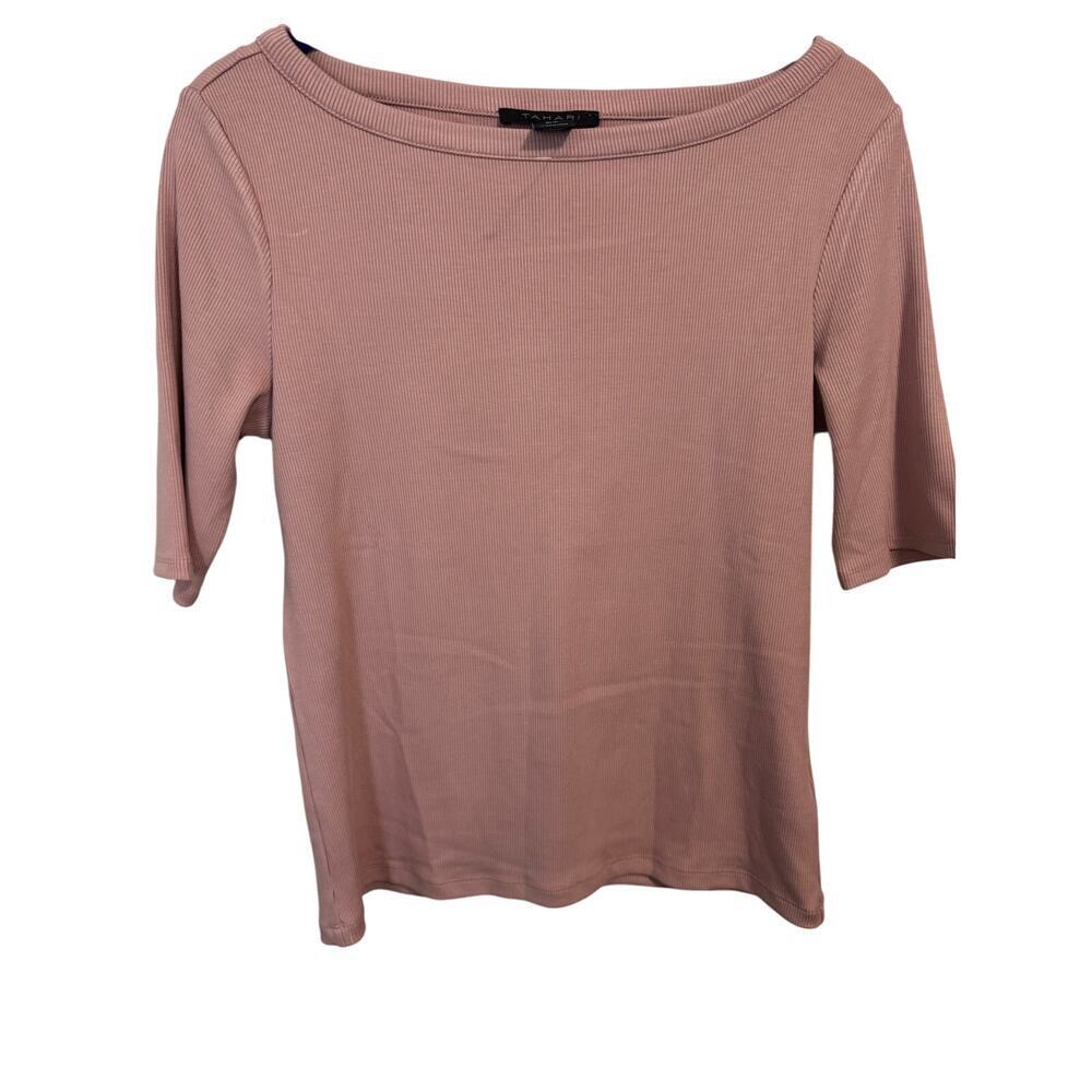 TAHINI Blush pink ribbed medium sweater/top NWT nice weight round neck